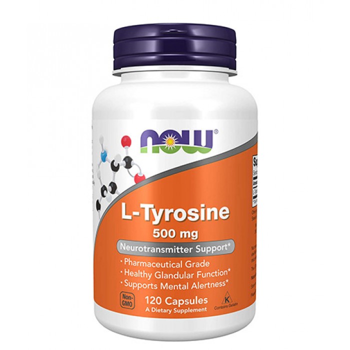 NOW - L-Tyrosine 500 МГ - 120 Капсули 